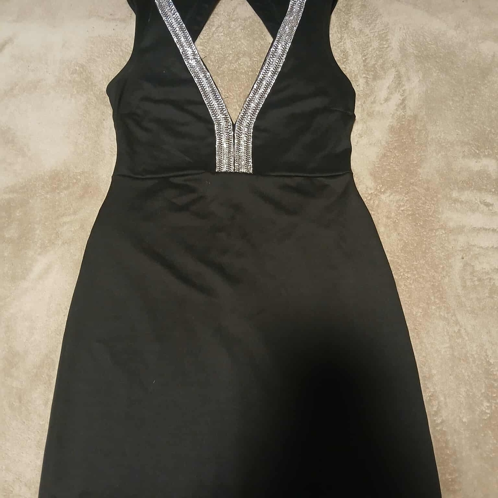 Revamped Black Dress with Silver Detailing